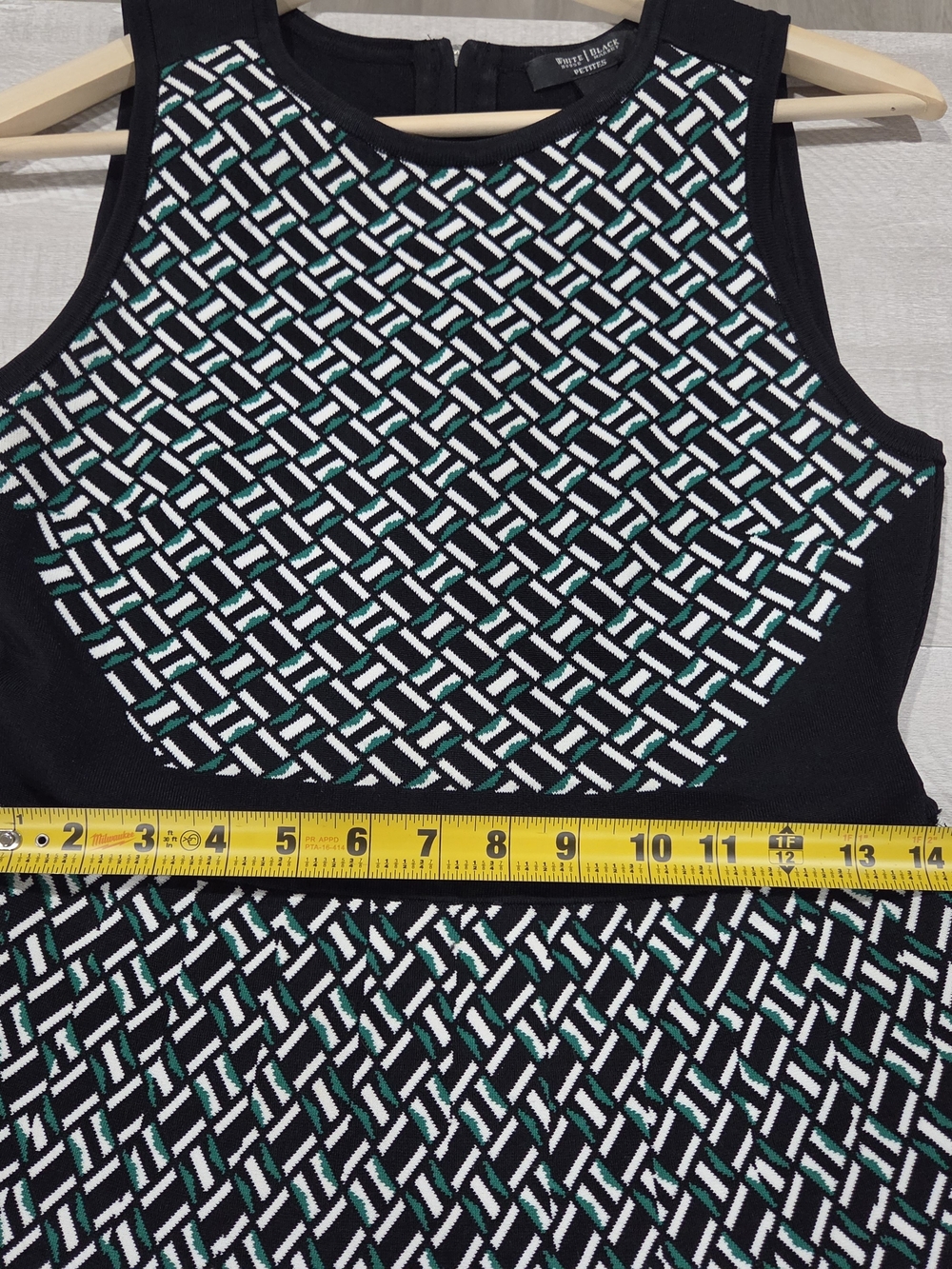 White House Black Market Black & White Textured Fit-and-Flare Mini Dress - Picture 5 of 10
